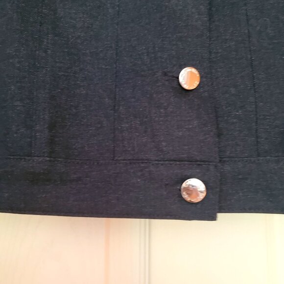 Calvin Klein Womens Cropped Denim Jacket M Buttons Navy Blue Puff Sleeves - Picture 4 of 10